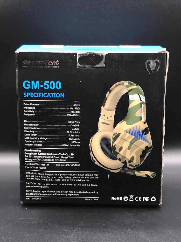 Beexcellent Pro Gaming Headset GM-500 Wired Multi-Platform Camo NEW