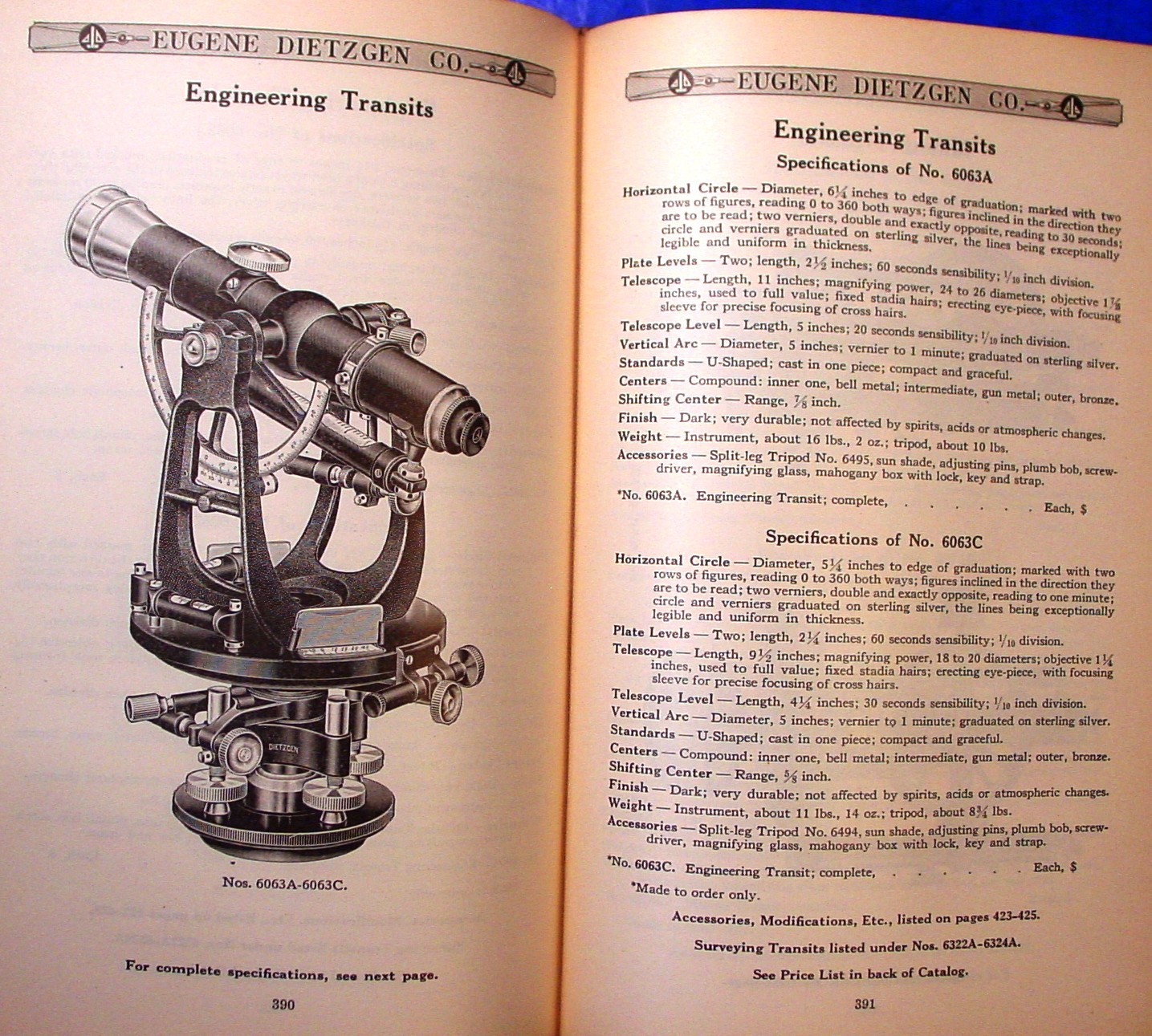 1926 Dietzgen Surveying & Drafting Insts. Catalog