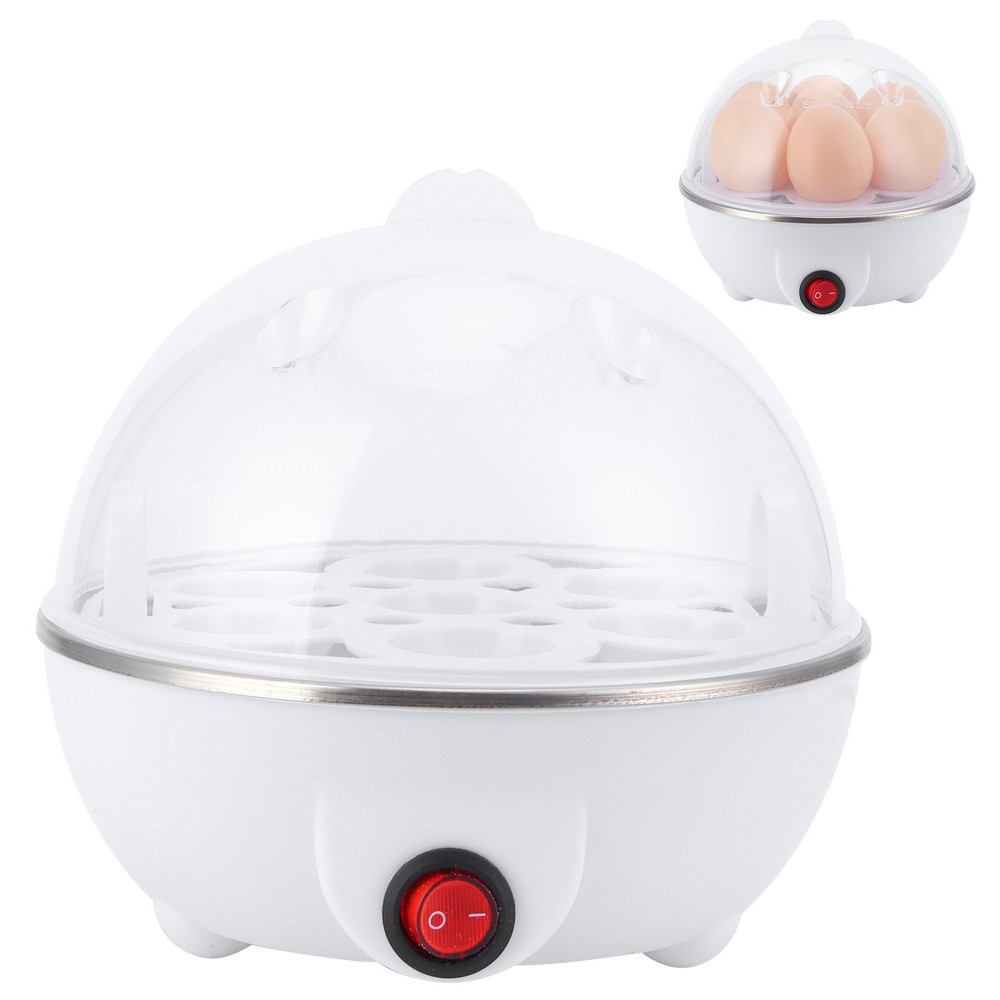 Mini Single-Layer Egg Cooker White 110V US Plug Multifunctional