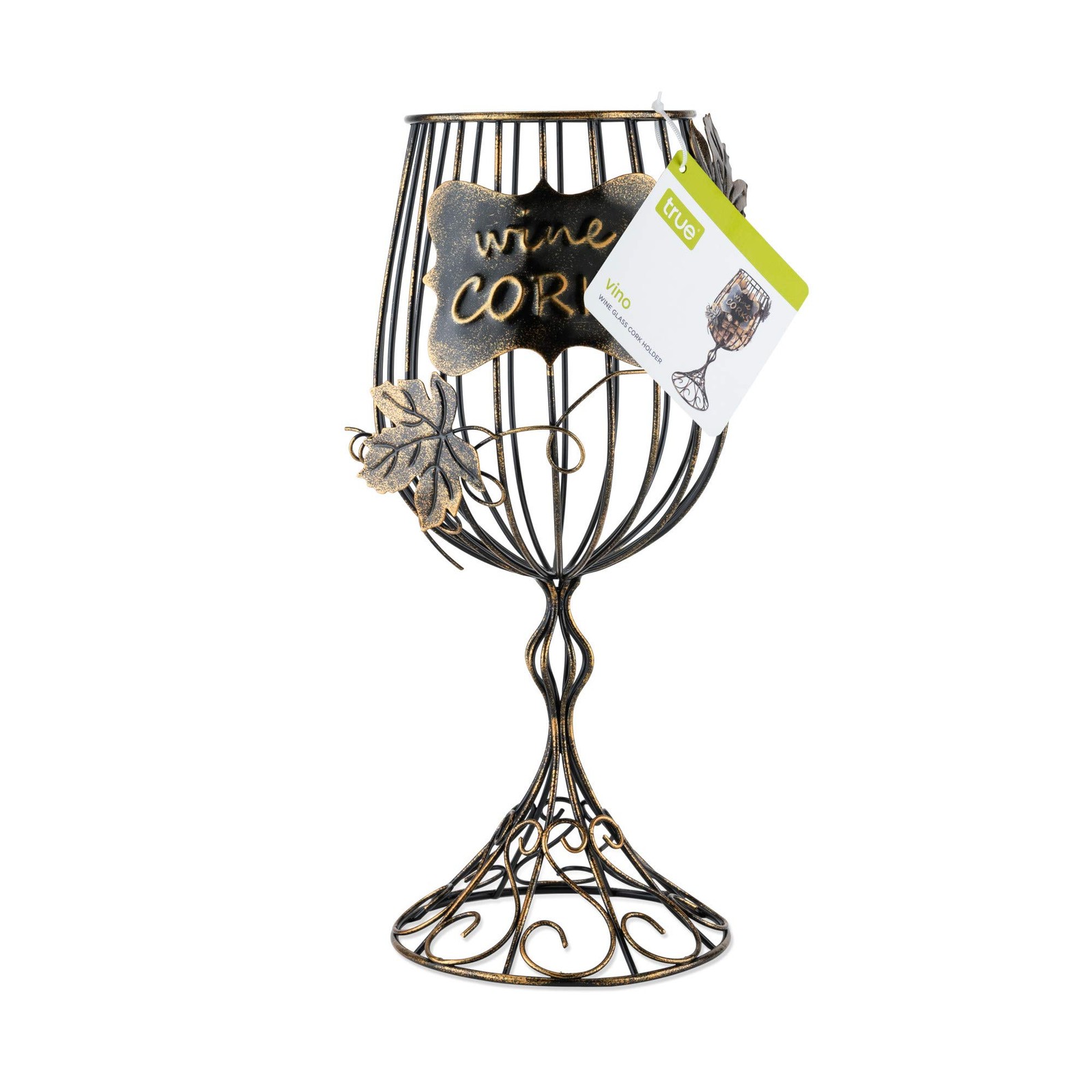 True Wine Glass Cork Holder, Decorative 13.75" H x 6" W,