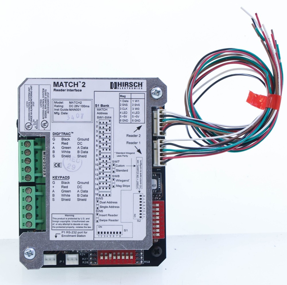 Quantity of 4 HIRSCH ELECTRONICS Match 2 Reader Interface, Two Harnesses, Mount