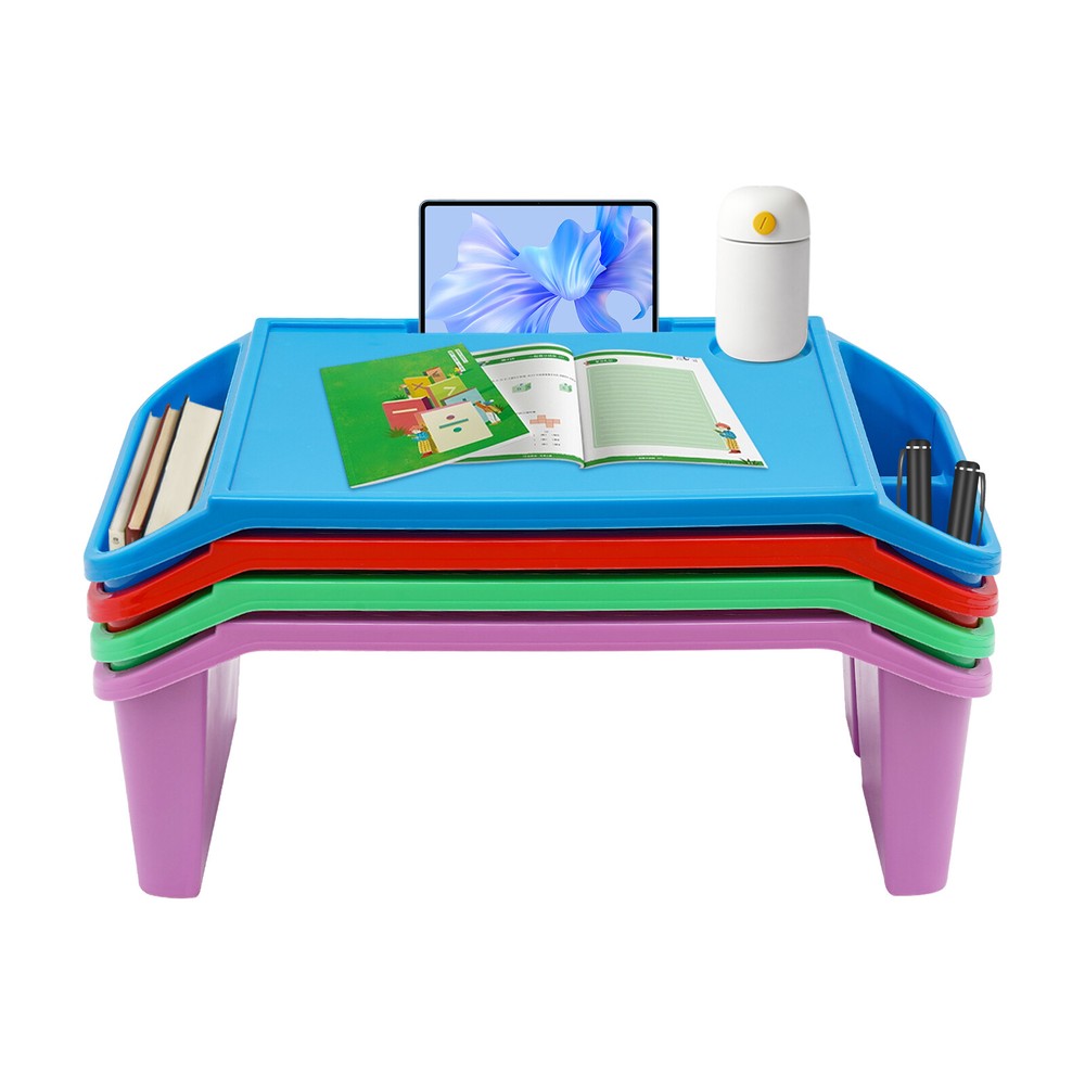 Kids Lap Desk, Portable Activity Tray with Side Storage, Stackable Plastic Desk