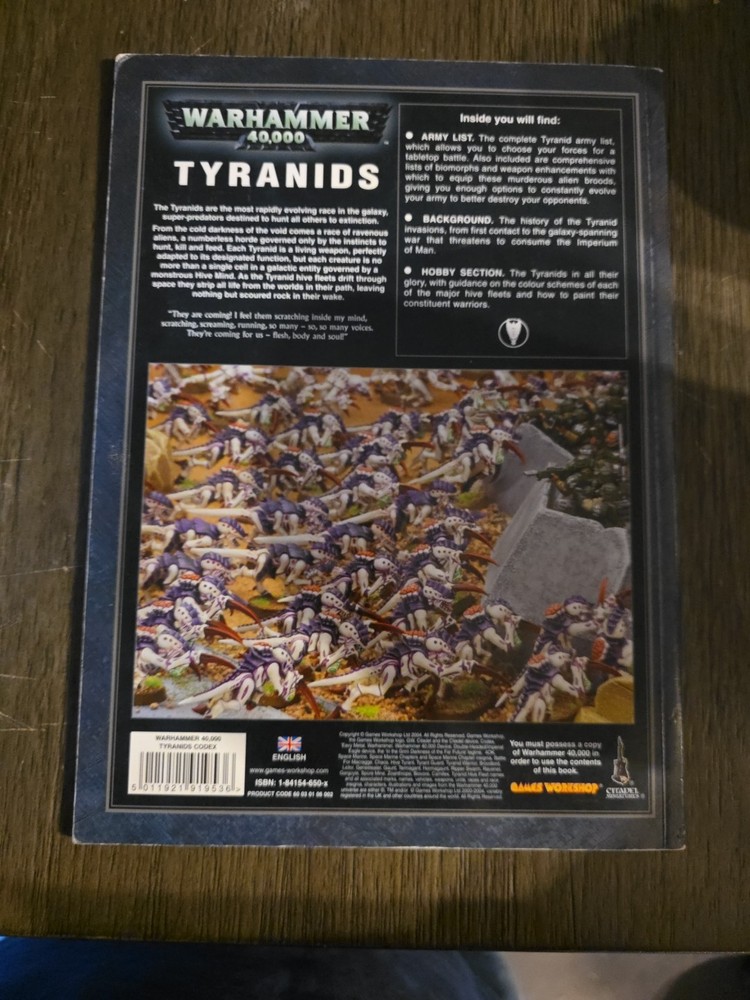GW Warhammer 40K TYRANIDS codex 4th Edition supplement rulebook softcover