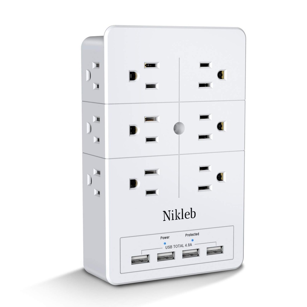 Multi Plug Outlet Surge Protector , 12 Electrical Outlets Extender with 4 USB...