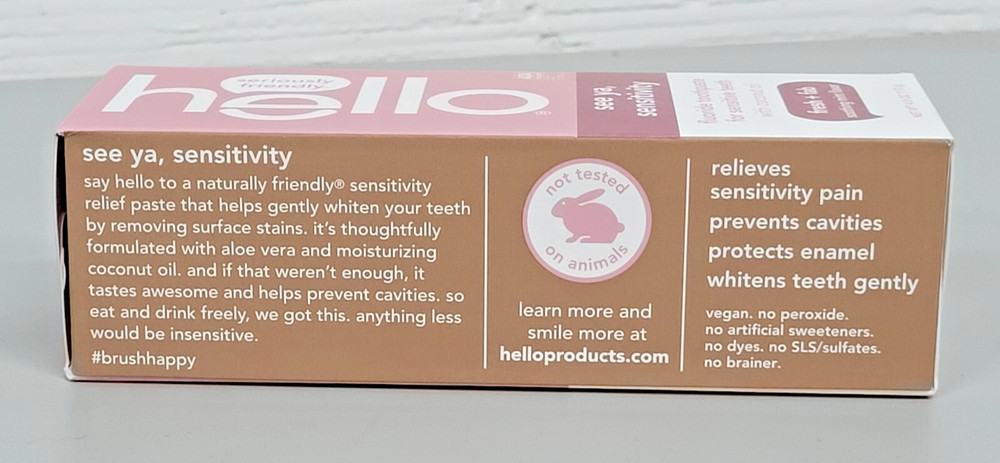 (VEGAN) Hello See Ya Sensitivity Toothpaste w/Fluoride - Sensitive Teeth 2 PACK