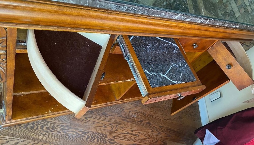 Cherry Wood Bar with Marble Top