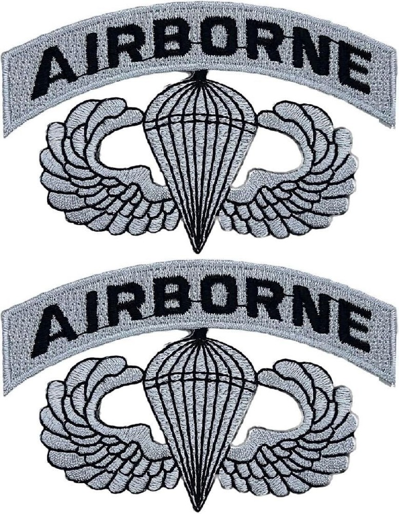Airborne Jump Wings Paratrooper Morale Patch  - 2PC Bundle  - 3.5" X 2.25"  HOOK