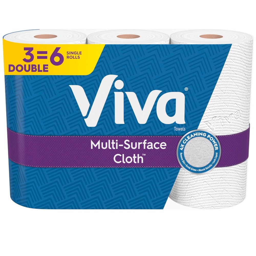 Viva Multi-Surface Cloth Paper Towels 3 Double Rolls 110 Sheets