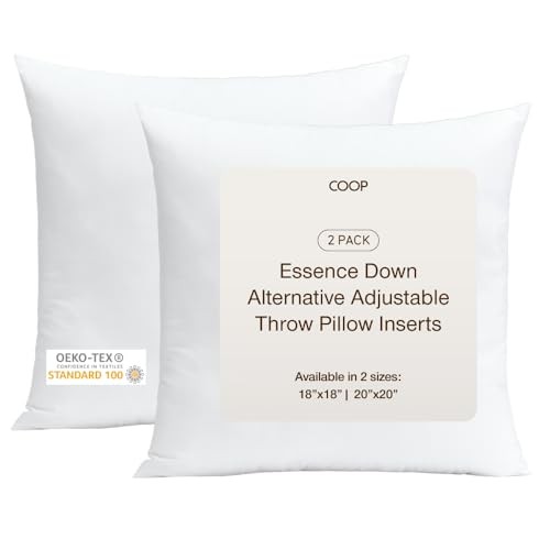 Essence Adjustable Throw Pillow Inserts Set of 18x18 Essence Down Alternative
