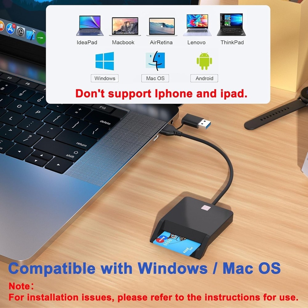 CAC Reader USB C, CAC Card Reader Military 2 in 1 USB/Type C Dual Connector, DOD