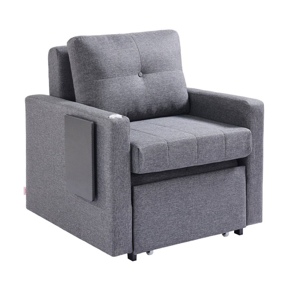 HOT/ Sleeper Sofa Bed,Convertible Sleeper Bed with Side Pocket,Pillow,Armrest a