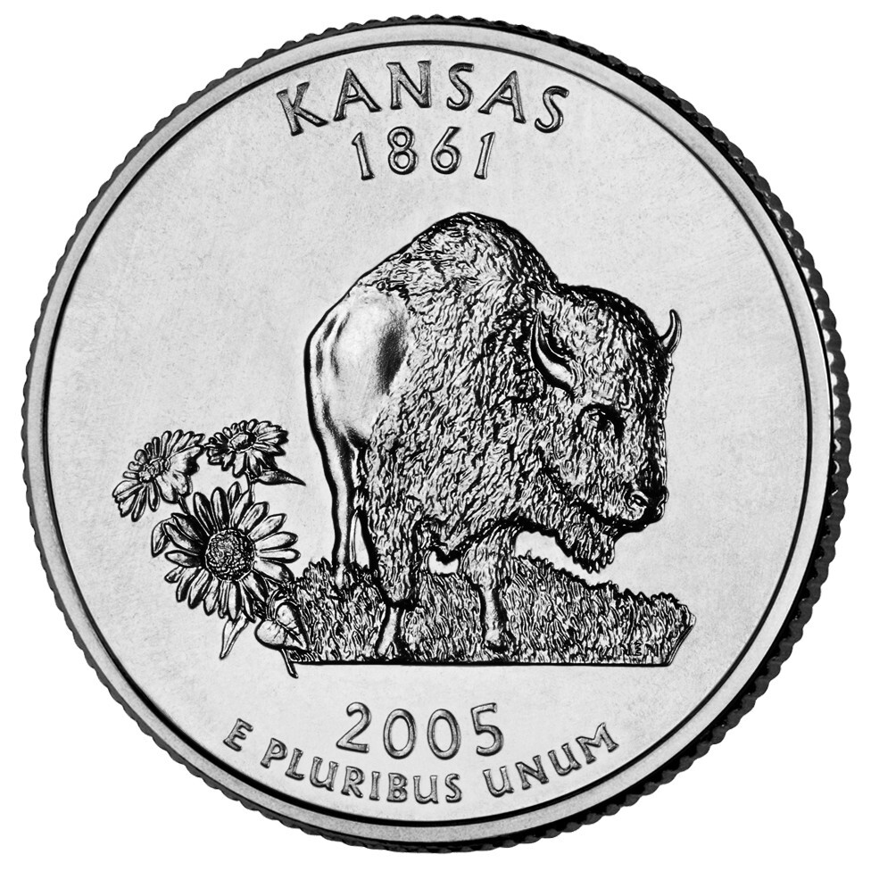 2005 P Kansas State Quarter.  Uncirculated from US Mint roll.