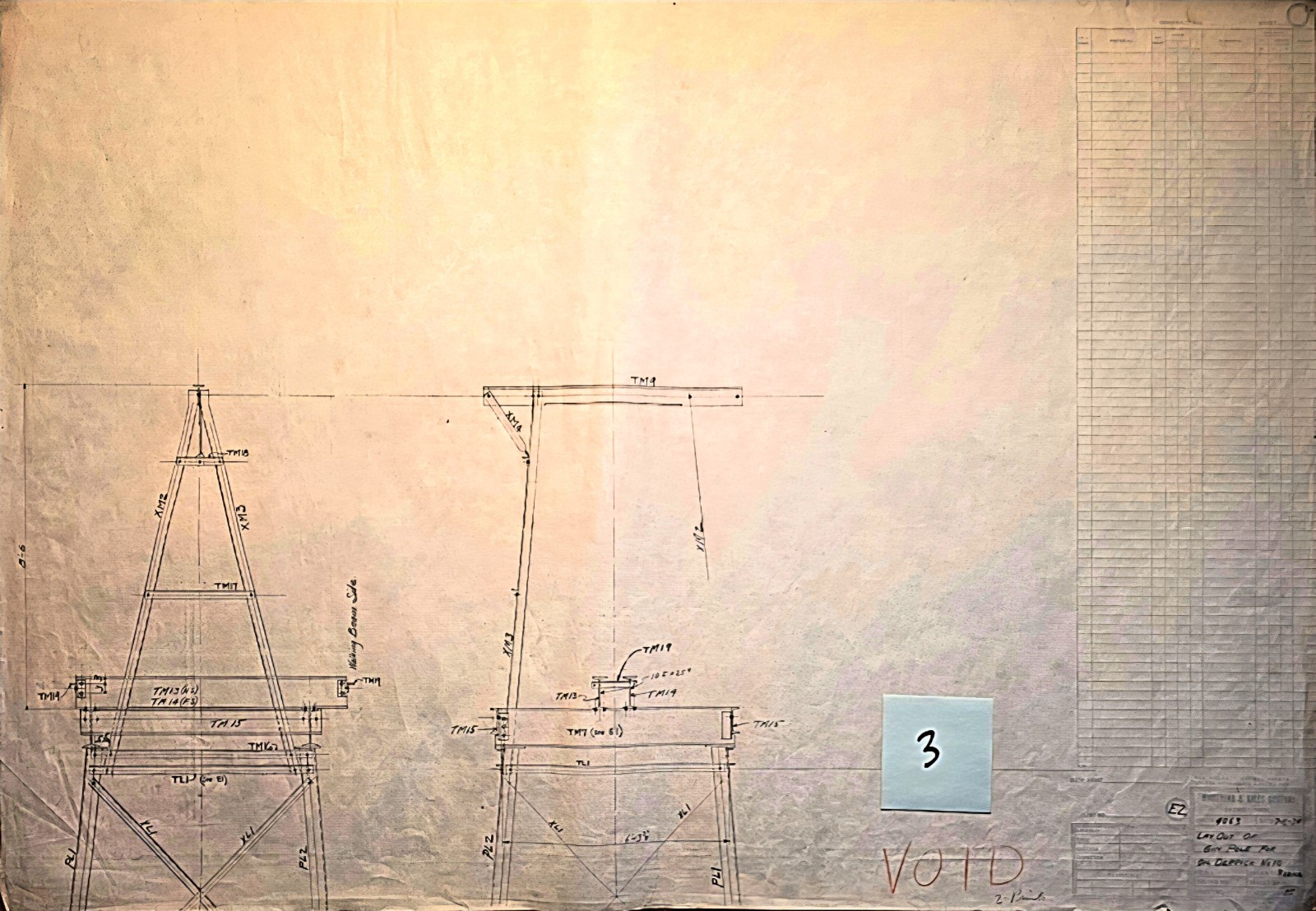 Original 1930's Industrial OIL DERRICK Technical drawings, Diazo/Blueprint LOT