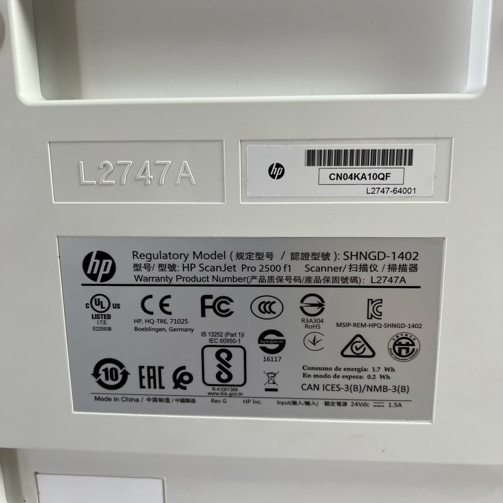 HP ScanJet Pro 2500 F1 FlatBed Document Scanner, AC Adapter, & USB Cable