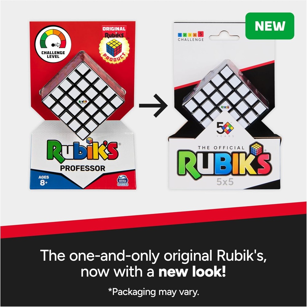 Rubik's Cube, The Original 5x5 Cube, Problem-Solving Brain Teaser, Color-Matchin