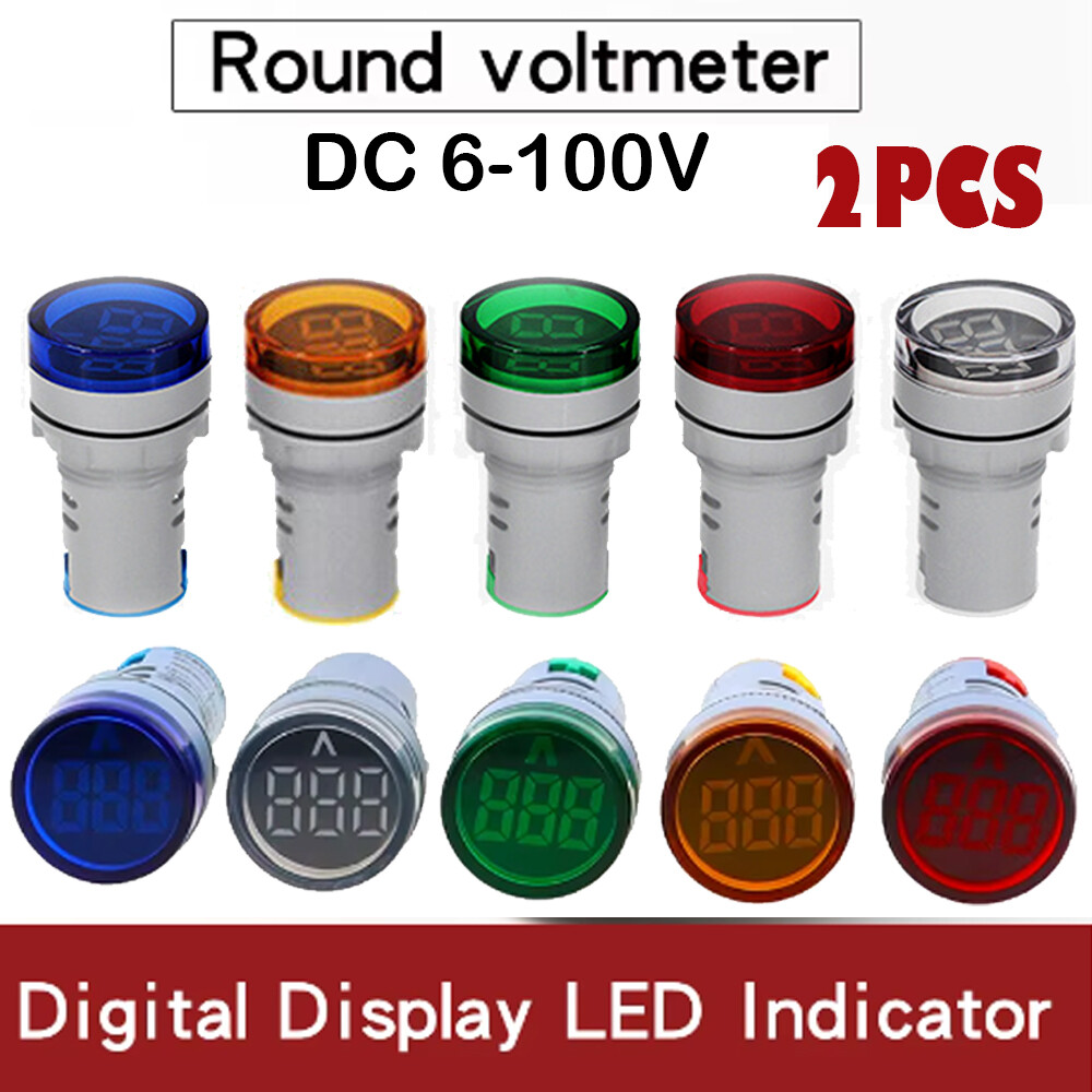 2PC 22MM Mini LED Voltmeter Digital Display Voltage Meter Volt Tester DC 6-100V