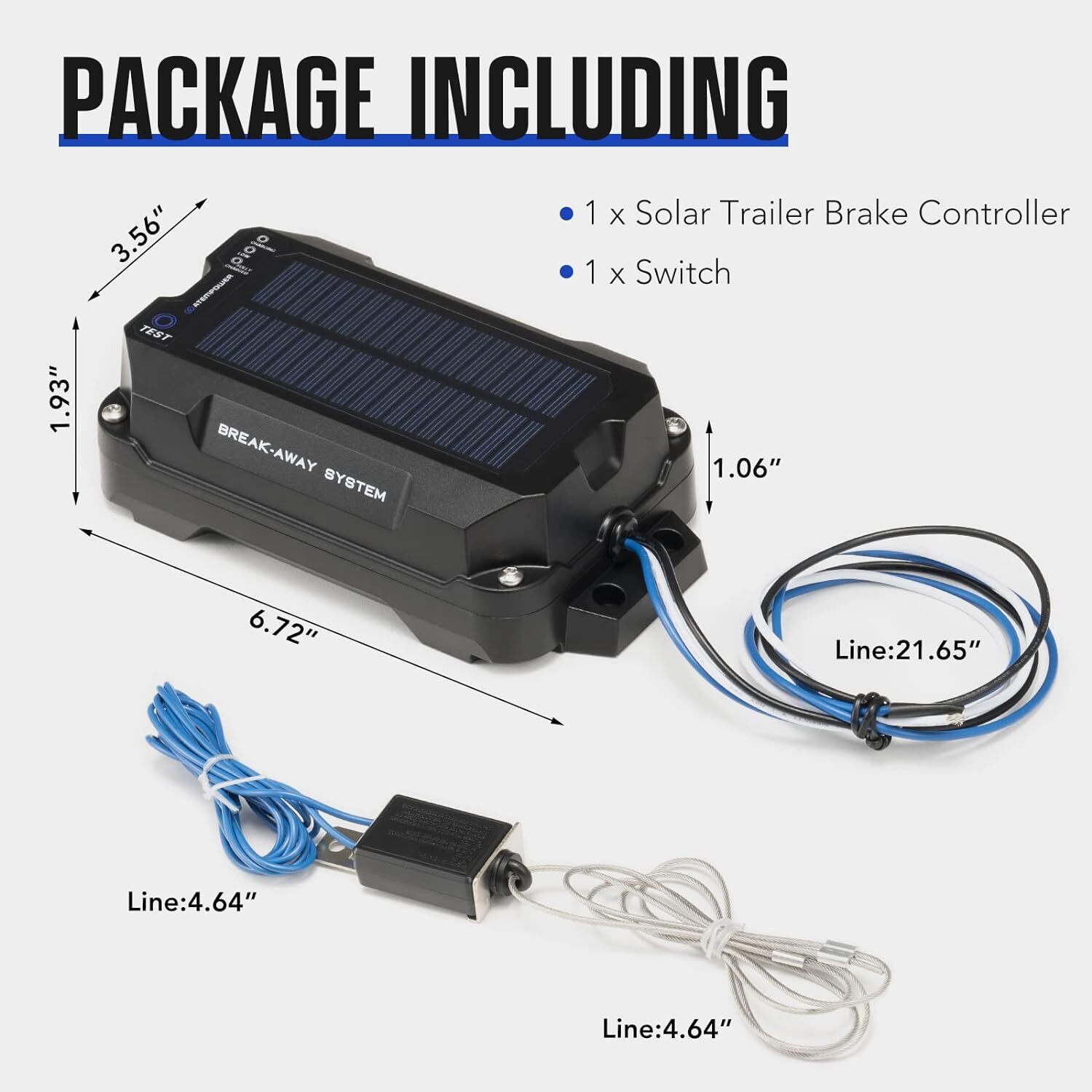 Trailer Breakaway Kit Brake Controller with Switch 12V 3AH LifePO4 Lithium