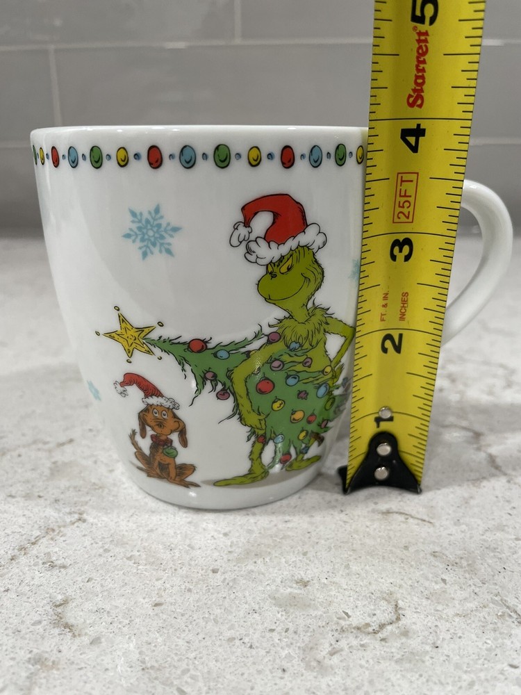 GRINCH Dinnerware 12oz Coffee Mug Christmas Tree Dr. Seuss Max Dot Dots NEW