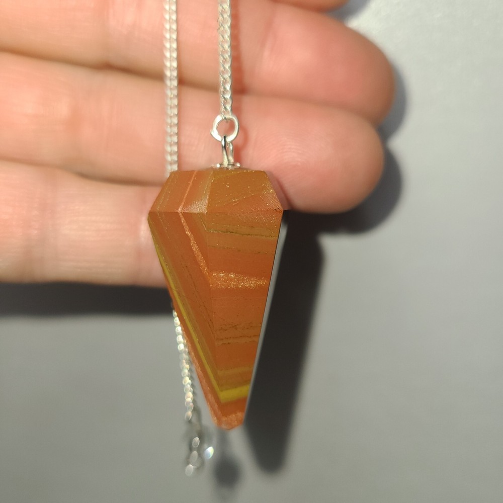 Red Jasper Faceted Cone Crystal Dowsing Pendulum Divination Tool