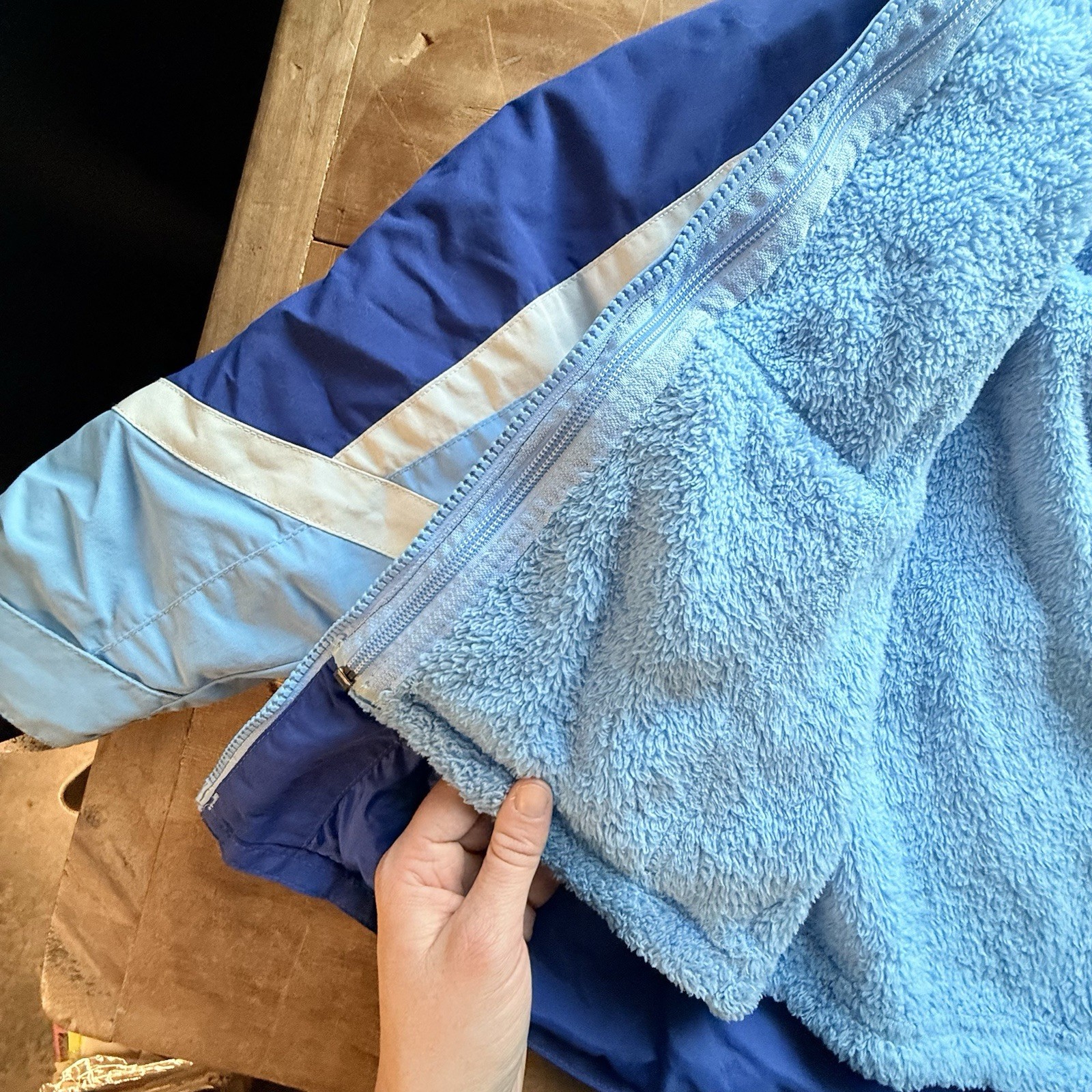 Girls VTG 90s LL Bean Puffer Coat Sz Small Jacket Blue Detachable Liner Y2K Play