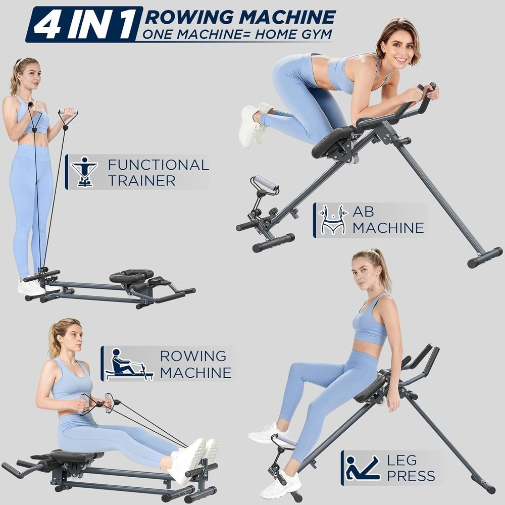 Foldable Indoor Rowing Exercise Machine Fitness Trainer