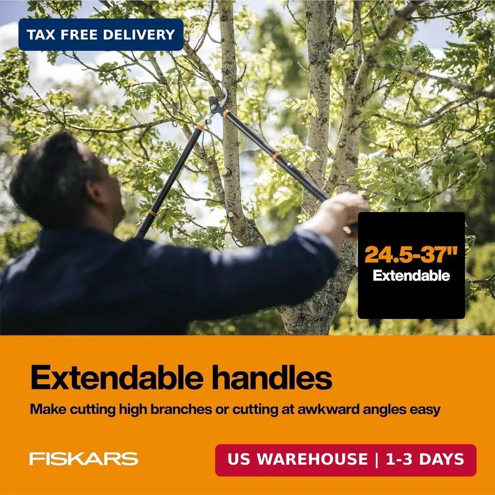 Fiskars Loppers for Tree Trimming, Heavy Duty, with Extendable Handle (24.5"-37"