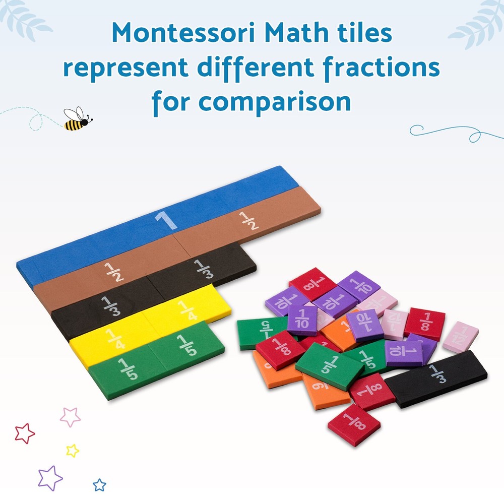 Montessori MAGNETIC FRACTION TILE Math Teaching System Fun & Learning Experiencs