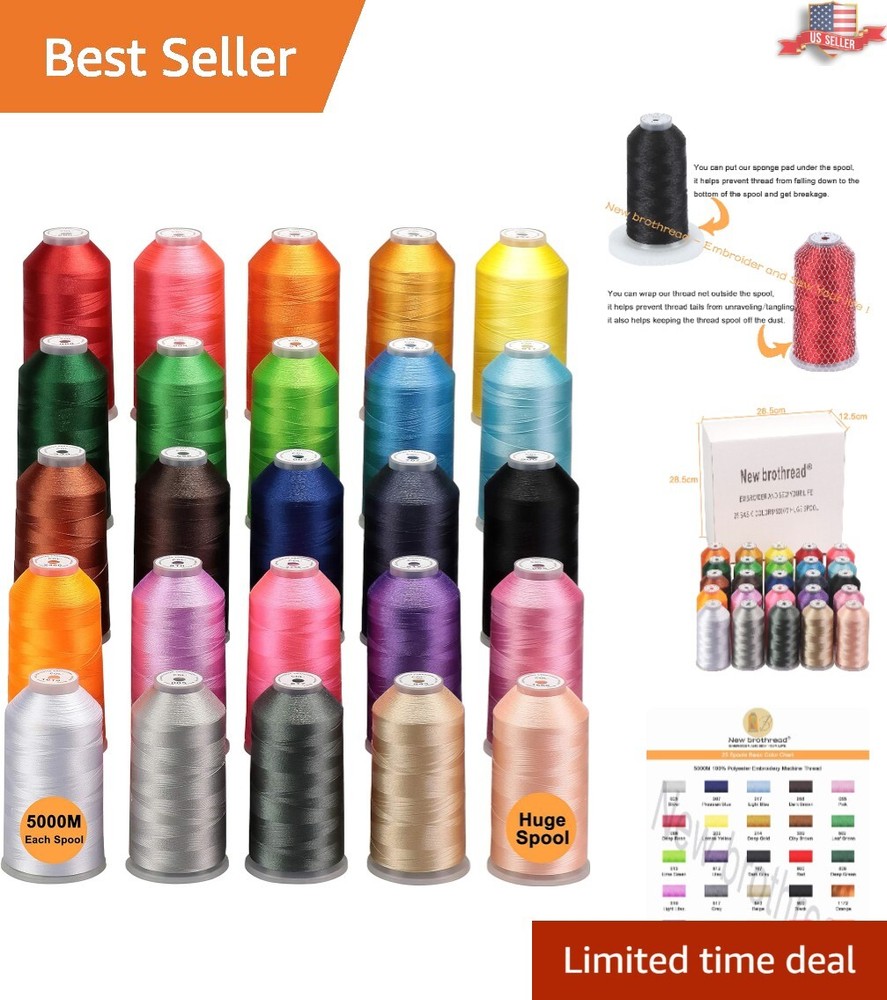 Professional 25 Colors 5000M Spool Polyester Thread for Embroidery Machines