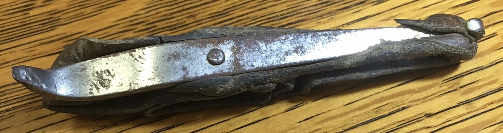 Vintage 4 1/2” Leather Handle Shucker, Rustic Tool