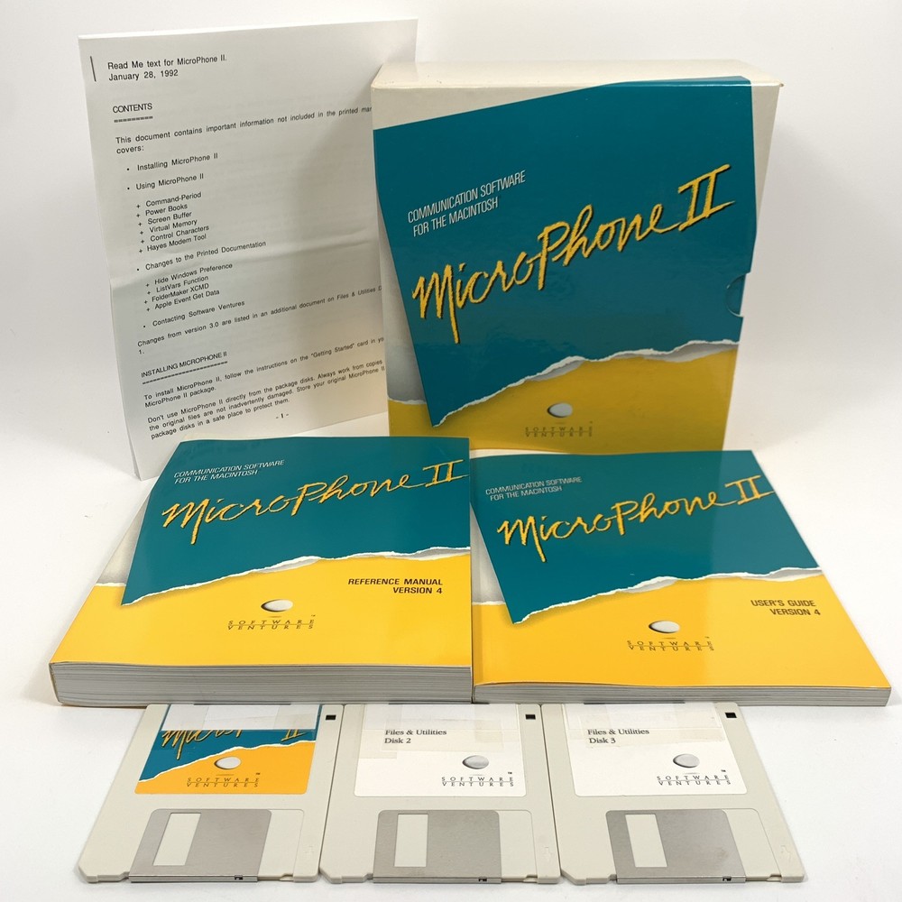 Vintage Macintosh Microphone II Version 4 Software Kit / Three 3.5" Disk