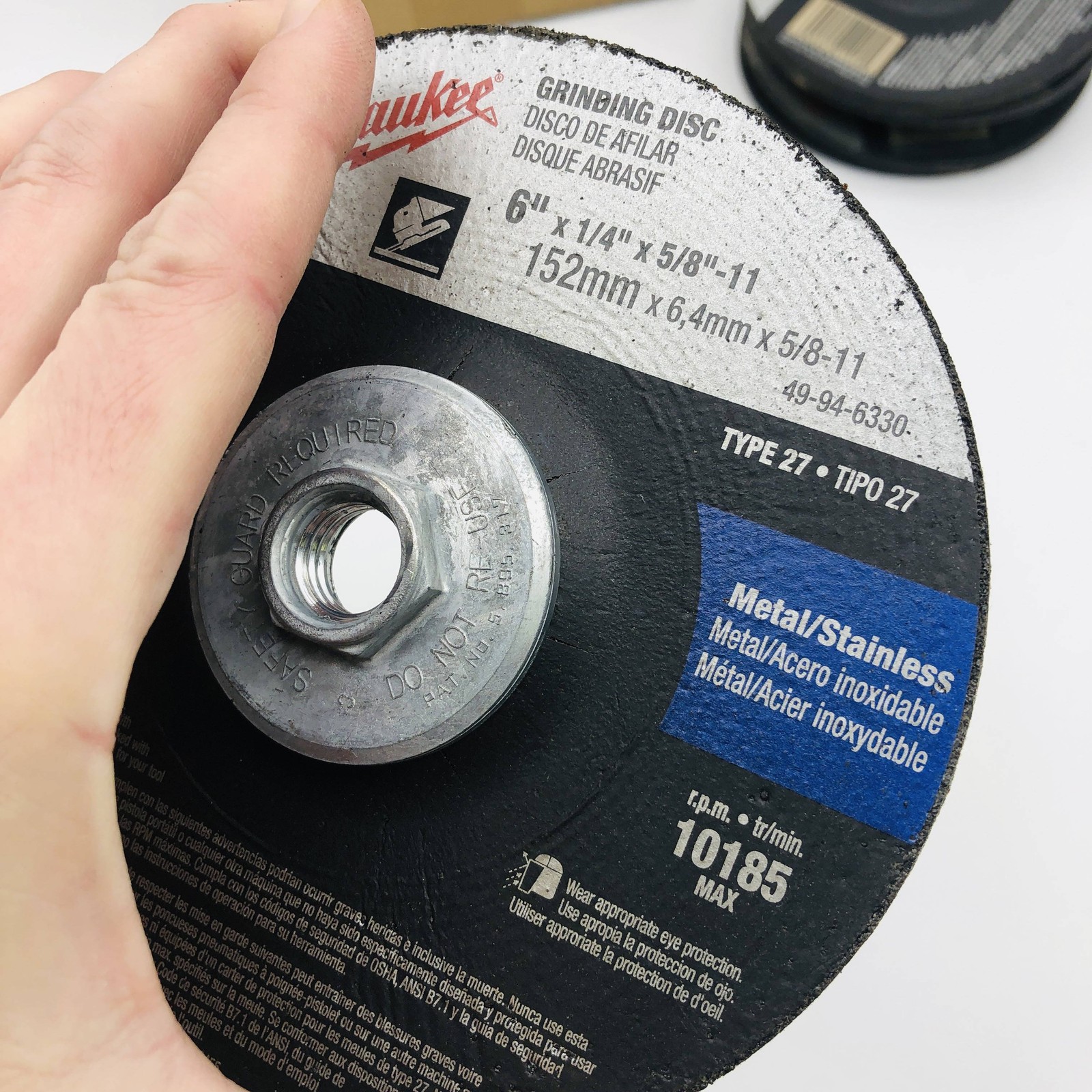 5pk Milwaukee 49-94-6330 Grinding Disc 6in x 1/4in x 5/8in-11 Type 27 AO