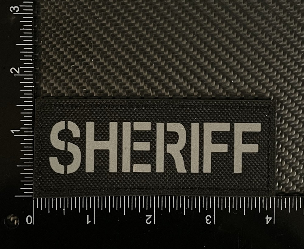 Sheriff IR Infrared Reflective Patch Tactical Police hook Loop Black 4"