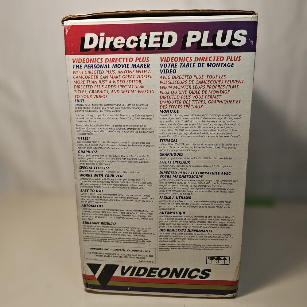 VIDEONICS DIRECTED PLUS MANUAL REMOTE CONTROL Complete NOS?