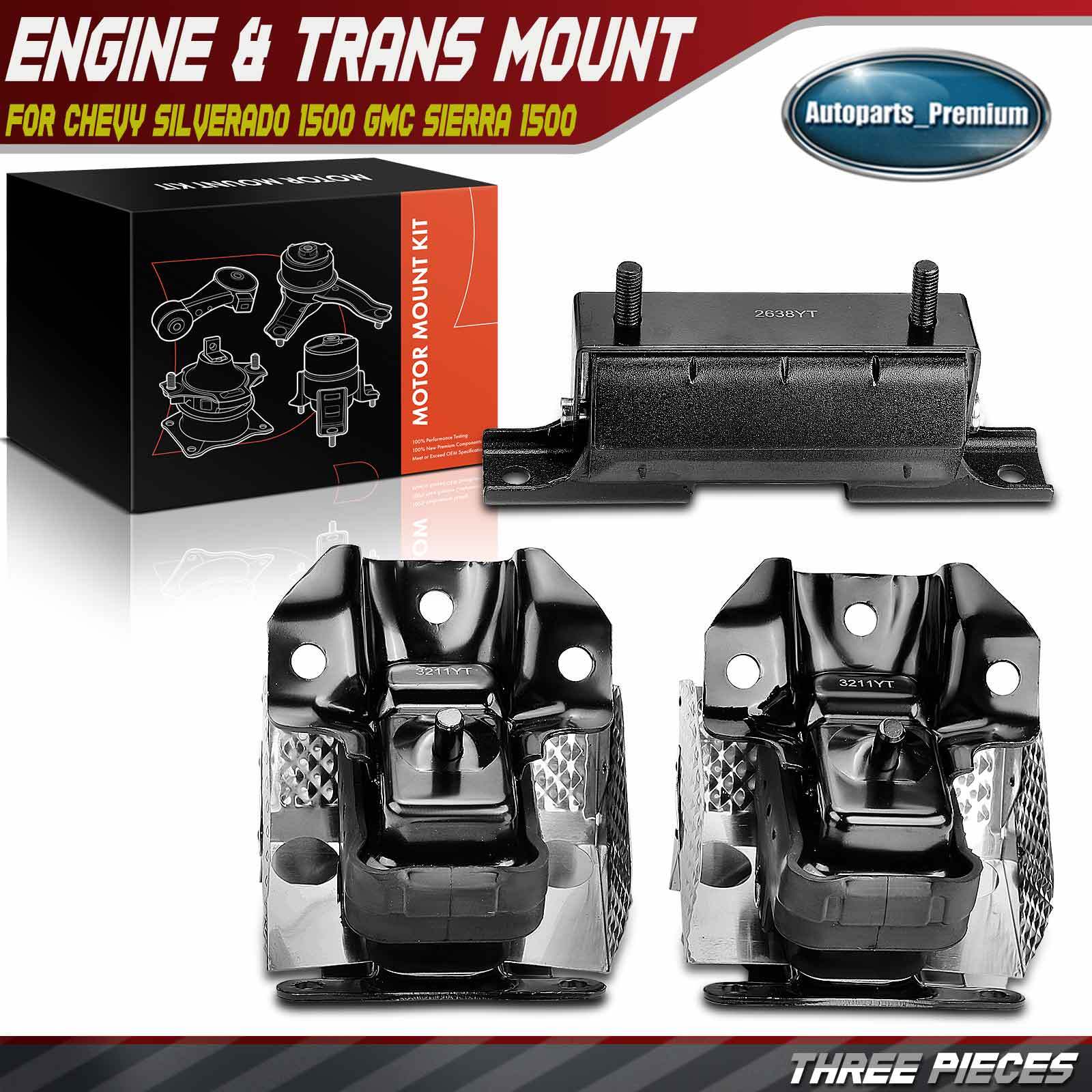 3x Engine and Transmission Mount for Chevrolet GMC Sierra 1500 Cadillac Escalade
