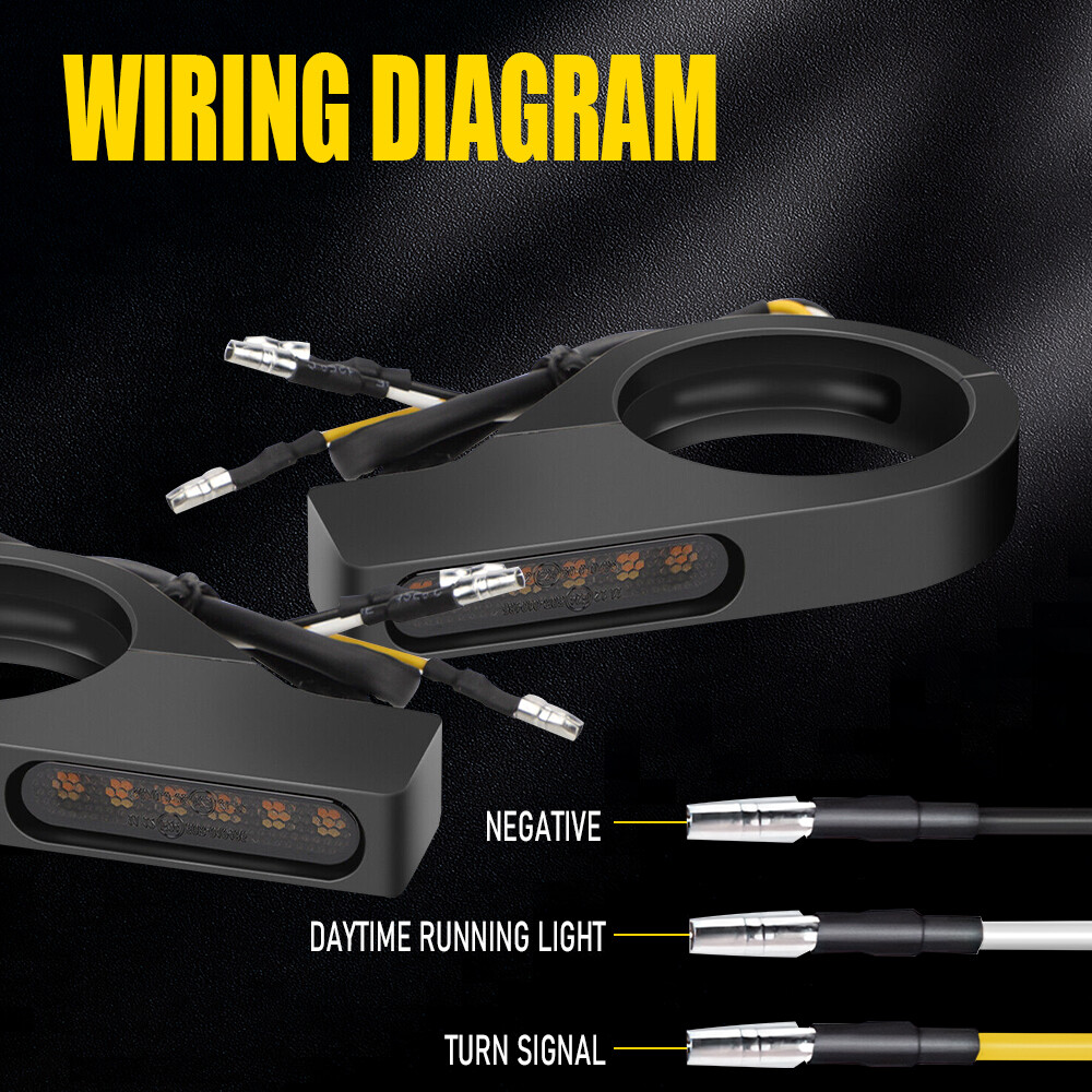 2X Front Motorcycle 39mm Fork White Amber LED DRL Turn Signal Light Indicator