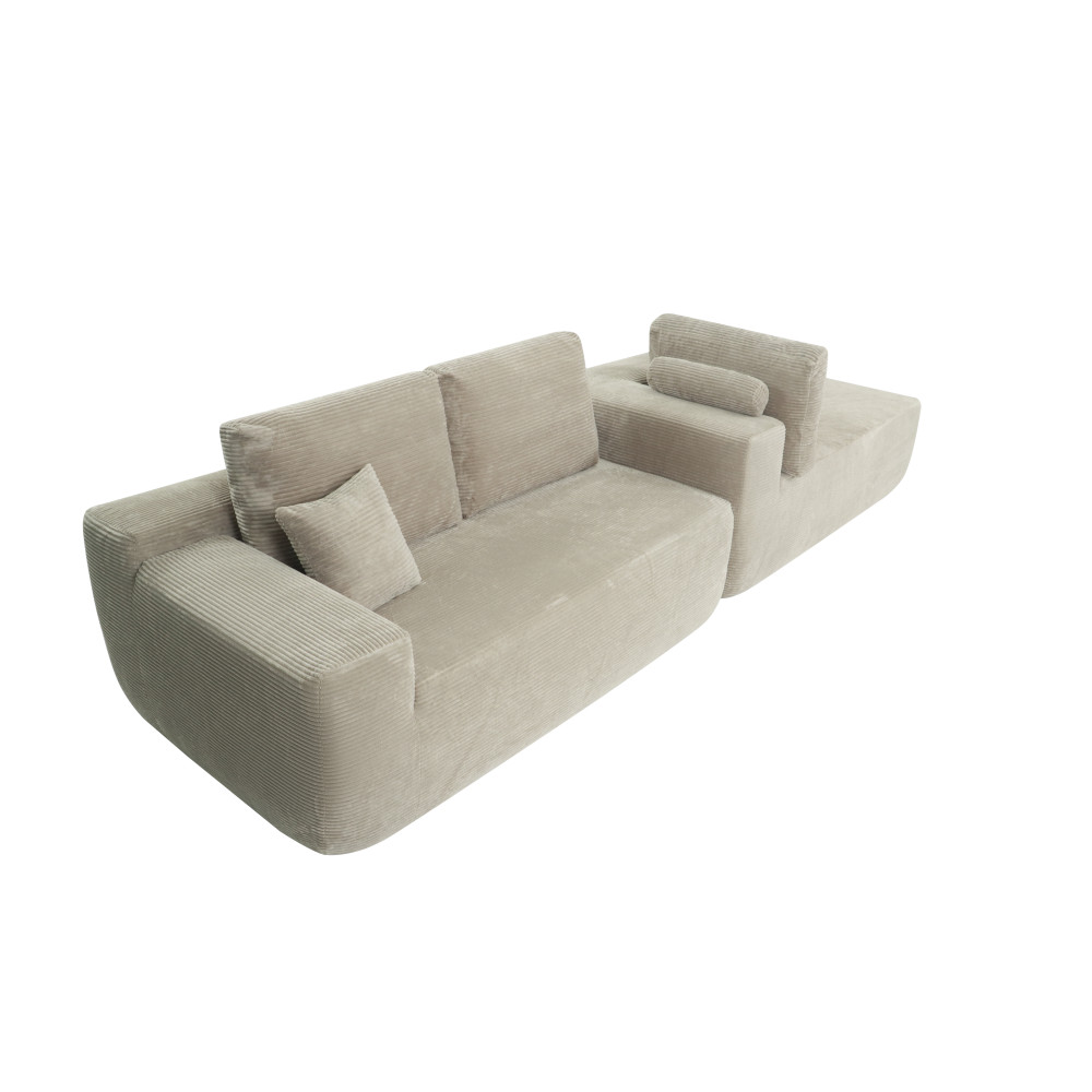 105" Modular Sectional Sofa w/ L-Shape Chaise, Corduroy Fabric, Camel