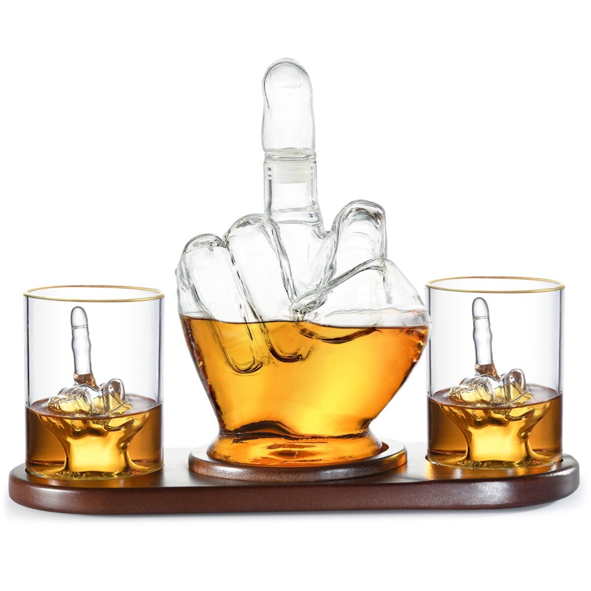 Middle Finger Whiskey Decanter Set - Wine Container & Middle Finger Glasses