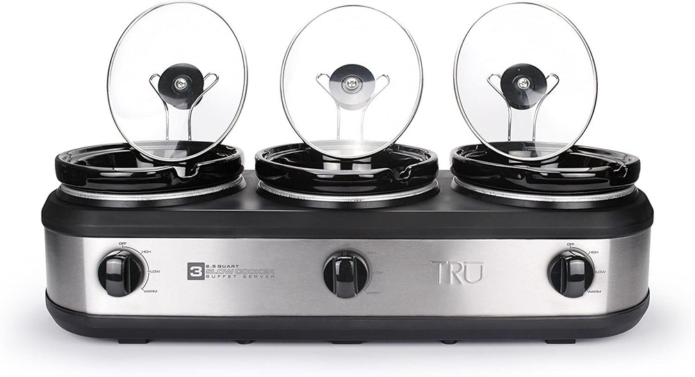 TRU Triple Buffet Server, Three 2-1/2-Quart Removable Inserts