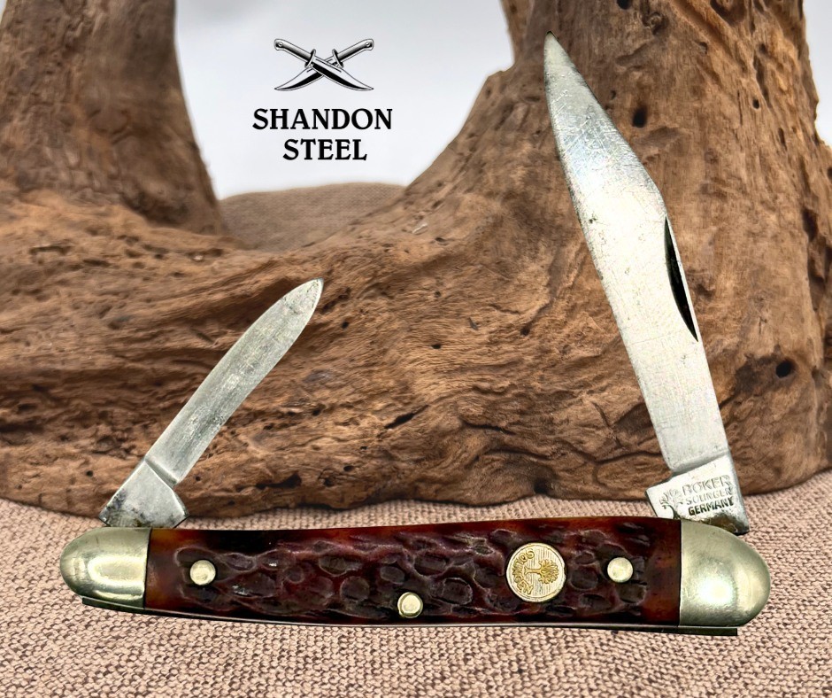 Boker Tree Brand 2 Blade Serpentine Jack Pocketknife w/ Red Bone Handles (35)