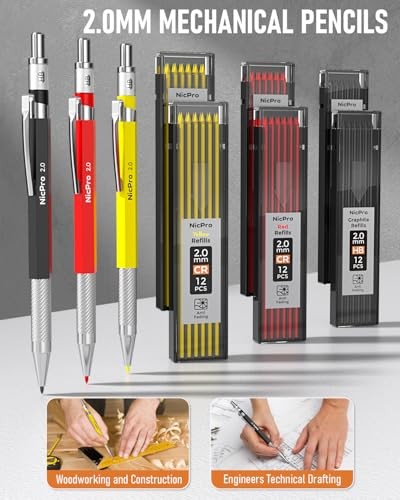 31 Pack Carpenter Pencil Set with Sharpener, Mechanical Carpenter 31 PACK