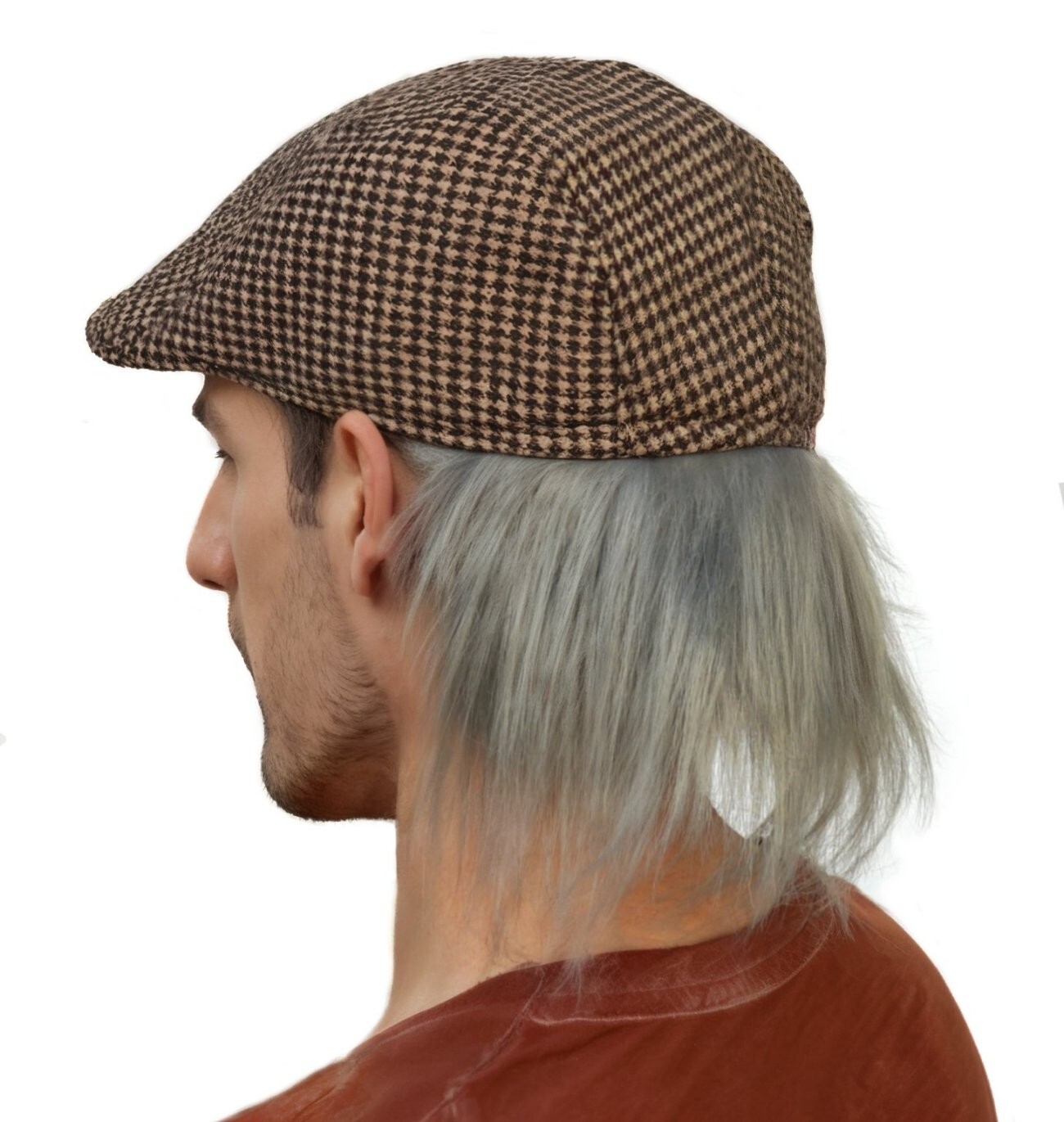 Old Man Wig Driving Cap with Attached Gray Hair Costume Hat Grandpa Adult Teen
