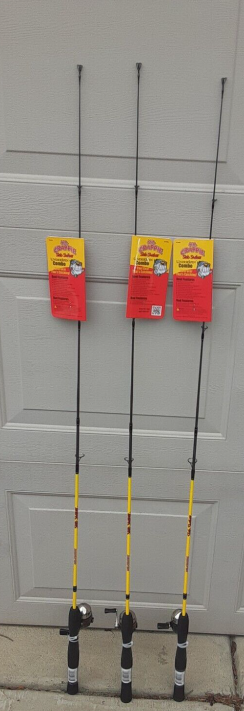 lot of 3 Lew's Mr Crappie slab shaker rod underspin reel Combo 4'6" Light / line