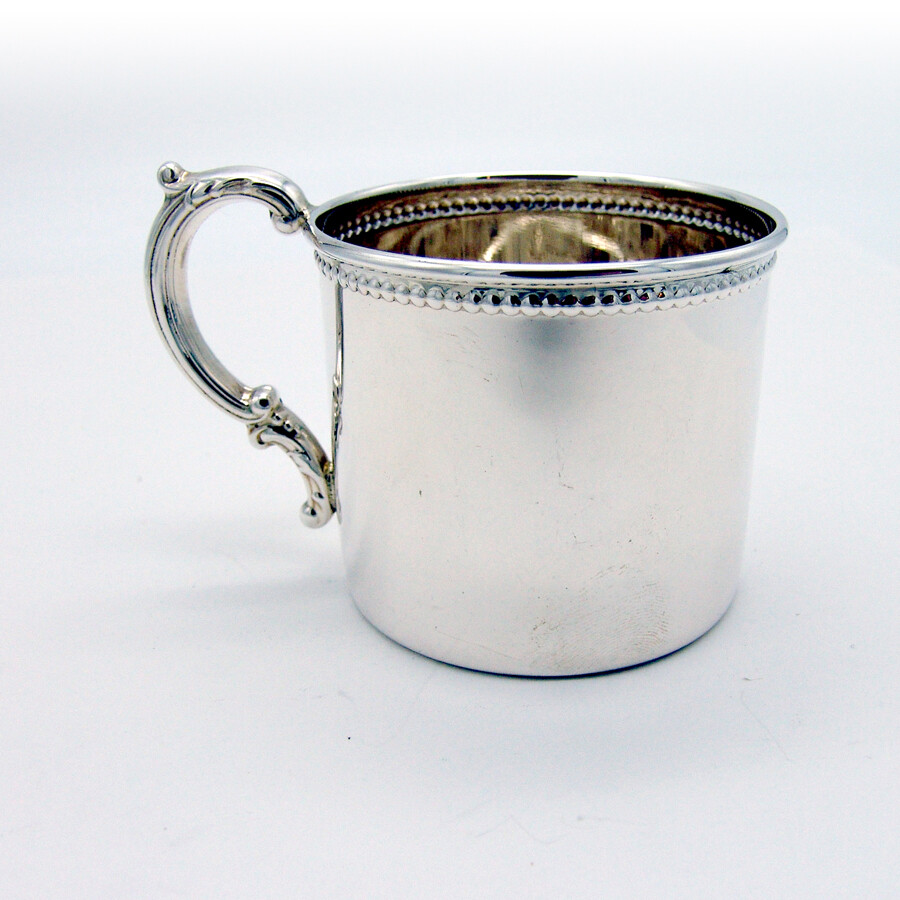 Baby Cup Beaded Rim Sterling Silver Empire Silver