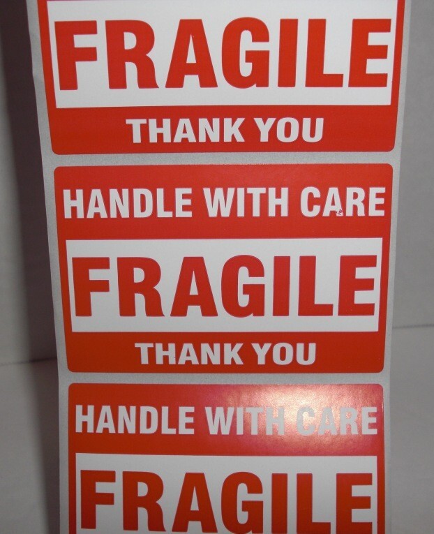 50 Fragile Handle With Care 2x3 Stickers Packaging Safety Mailing Labels -*LOOK*