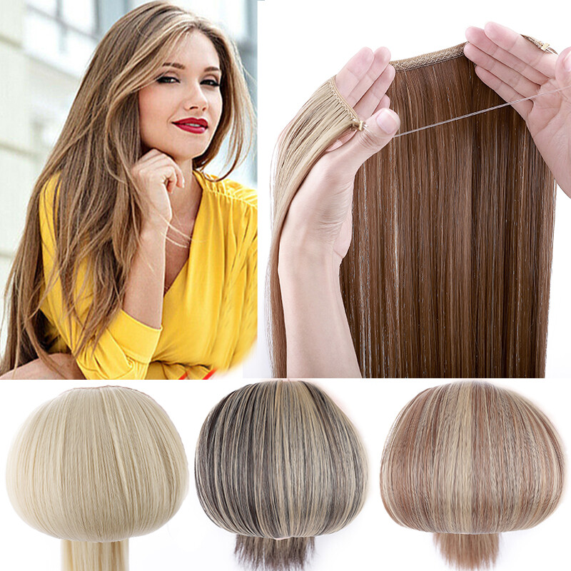 100% Real Natural as Human Invisible Wire in Hair Extensions One Piece & Ring US