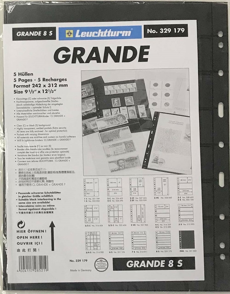 10 Lighthouse Grande Archival 8 Row Stamp Pages Double Side Album Stock Sheets