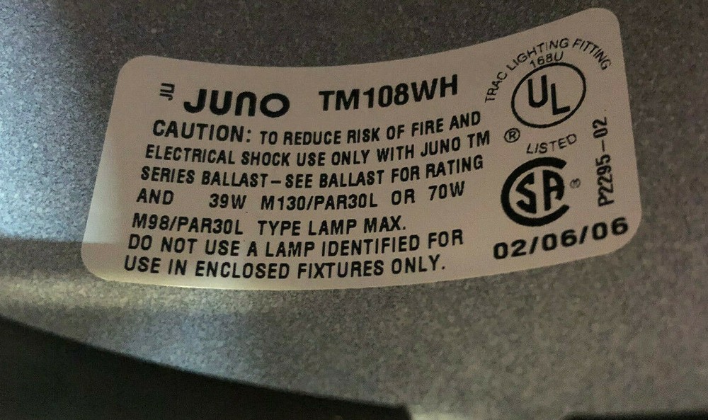 JUNO TRAC-MASTER - TM108WH - Track Light - White - Brand New! - Positional!