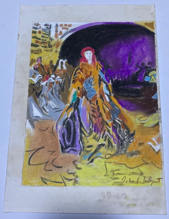 JOHN SINGER SARGENT Drawing on paper (Handmade) signed and stamped mixed media.