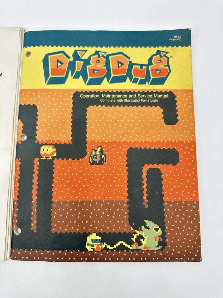 Dig Dug Arcade Manual Supplement & Bulletin Atari 1982 Schematic DIRTY