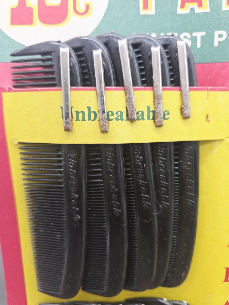 1950s PARADE Unbreakable Comb Store Display 22 Count, Bright Colors.